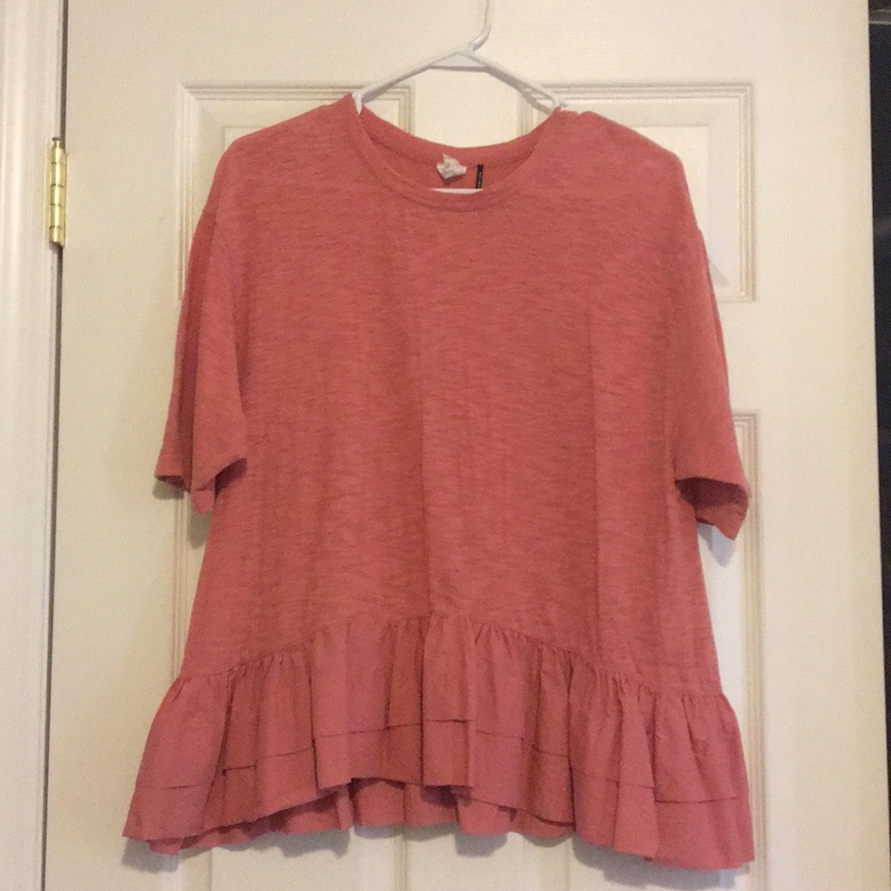 Anthro Oversized Ruffle Tee